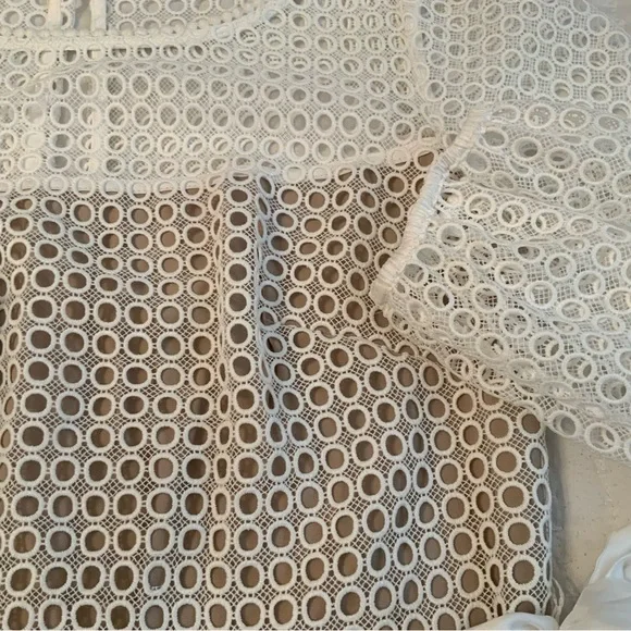 White House Black Market White Lace Shift Dress With Satin Sash Belt Size 4 - Picture 9 of 12